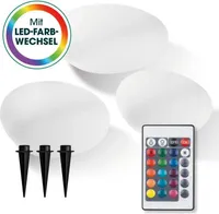 EASYmaxx Solar-Leuchten Set Stein flach 3-tlg.