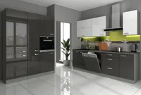 Küchen Unterschrank 40 Hochglanz Grau