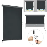 LZQ Senkrechtmarkise Außenrollo 160x250cm Ausziehbar Balkonrollo Sonnen-und Sichtschutz Vertikalmarkise mit Handkurbel, Anthrazit