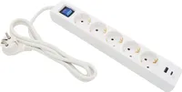 ARLI Steckdosenleiste 5 fach mit 2 USB Ladebuchsen 5m Kabel Schalter flachem Winkelstecker weiss