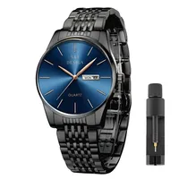 Herren Uhr Armbanduhr Männer Uhr Datum Luxus Edelstahl Herrenuhr Quarz Schwarz