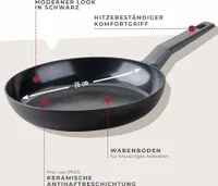Fackelmann Pfanne 28cm Statement  Keramik beschichtete Pfanne - Recyceltes Aluminium mit Antihaft-Beschichtung, Wabenbodenstruktur  Für alle Herdarten inklusive Induktion, -frei
