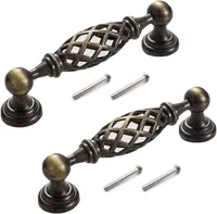 2x antike Schubladengriffe, Möbelgriffe, Eisengriffe, Bronze-Designs für Schiebetüren, Buffetschränke, Kommoden im Vintage-Landhausstil