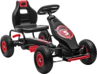 HOMCOM Gokart, pojazd dla dzieci z regulowanym siedzeniem, pojazd na pedały z gumowymi oponami, pedałami i hamulcem ręcznym, gokart dla dzieci w wieku 5-12 lat, na zewnątrz, czerwony