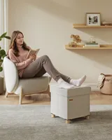 SONGMICS Sitzhocker mit Stauraum, Hocker faltbar, 38 x 38 x 40 cm, Aufbewahrungsbox mit Deckel, Fußhocker 37 L, Samt, bis 300 kg belastbar