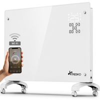 TRESKO® Elektroheizung Weiß 1500W inkl. WiFi & APP Glaskonvektor Konvektor Wand Heizung Glas Heizkörper Bad