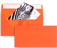 100 Transparente Briefumschläge Orange (Intensivorange) 110x220 mm (DIN Lang) mit Haftklebung