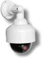 Überwachungskamera Attrappe mit blinkender LED Objektiv mit Montagematerial und Warnaufkleber wetterfest für Innen und Aussen