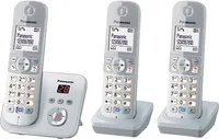 Panasonic KX-TG6823 - Telefon bezprzewodowy - Automatyczna sekretarka z identyfikatorem dzwoniącego - DECT - Perłowy srebrny + 2 dodatkowe słuchawki