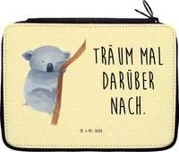 Mr. & Mrs. Panda Federmappe Koalabär - Gelb Pastell - Geschenk, Gute Laune, Traumland, Kinder Federmappe, lustige Sprüche, Kind, Federmäppchen bedruckt, Büro Stifte Etui