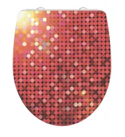 Schütte WC-Sitz RED GLITTER Duroplast Highgloss Kunststoff Absenkautomatik Schnellverschluss Motiv Glitzer rot 82588