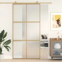 vidaXL Drzwi przesuwne Golden 102,5x205 cm Matowe szkło ESG i aluminium