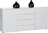 Sideboard Standschrank Anrichte Kommode Highboard Beistellkommode "Suzette I" Weiß/Weiß-Hochglanz