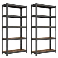SONGMICS Stojící regál, sada 2 kusů, regál na knihy, úložný regál, 5 polic, nastavitelný, 30 x 75 x 150 cm, nosnost do 650 kg, do kuchyně, obývacího pokoje