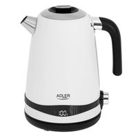 Adler Wasserkocher AD 1295w Elektro, 2200 W, 1,7 L, Edelstahl, 360° drehbarer Standfuß, Weiß