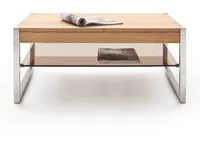 Couchtisch Migel | Asteiche massiv | mit Glasplatte | 105x65 | Eiche