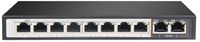 LUPUS - Gigabit PoE Netzwerk-Switch mit 10 Ports, 8X PoE, 2X Uplink, Lüfterlos, Schwarz