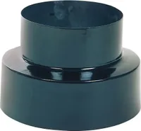 Schwarzes, vitrifiziertes Reduzierstück für Ofenrohre von 120 auf 100 mm.