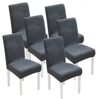CMYBabee Stuhlhussen 6er-Set Dunkelgrau, Maschinenwaschbare Stretch-Schonbezüge für Stühle (Rückenlehnenhöhe 42-52 cm)