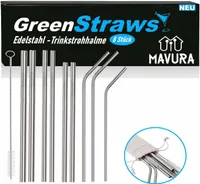 GreenStraws Edelstahl Strohhalme Set Metall Cocktail Trinkhalme wiederverwendbar