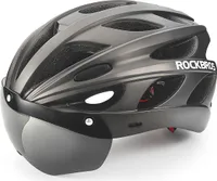 ROCKBROS Fahrradhelm Helm mit Abnehmbaren Magnet Brillen Visier Damen Herren Titan großer 58-65CM