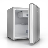 H.Koenig Mini-Kühlschrank FGX490 / 45 L/freistehend/kompakt/Größe 51cm / leise / 4L Eisfach/verstellbares Thermostat/Türanschlag wechselbar, Edelstahl