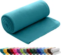 wometo Polar Fleecedecke 130x160 OEKO-TEX ca. 400g Gewicht, mit Antipilling & Kettelrand - Farbe türkis blau