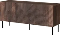 MIRJAN24 Sideboard Art Deco 3D 150, Kommode mit 3 Türen, Sideboard, Griffloses Öffnungssystem push to open, Metallfüße (Farbe: Nuss Warmia)