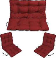 Sitzkissen Bankkissen Bankauflage - 100x50 cm und Rückenlehne 100x60 cm mit 2er 48x96 cm Stuhlkissen Set - Outdoor und Indoor - Bordeaux