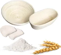 Gärkorb Set Rund & Oval | Rattan Banneton für Sauerteig & Hefeteig | Perfekte Teiggare, knusprige Kruste, Backen rustikale Brote Gärkorb Set Brotkorb.