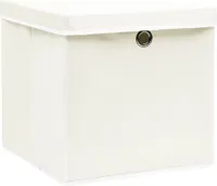 vidaXL Úložné boxy s vekom 4 ks. Biele 32x32x32 cm Látkové