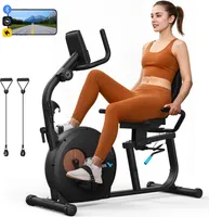 Liege-Ergometer, Heimtrainer Fahrrad für Zuhause, 8 Widerstandsstufen, mit Bluetooth, APP, LCD-Display, Beintrainer bis 158kg, Tablet-Halter, leise