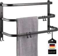 bremermann Wand-Handtuchhalter, 3 gestufte Ablagen, Handtuchstange zur Wandmontage, schwarz