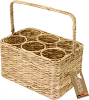 HMF Flaschenträger für 6 Flaschen, Flaschenkorb geflochten aus nachhaltiger Wasserhyazinthe | 32 x 22 x 18 cm