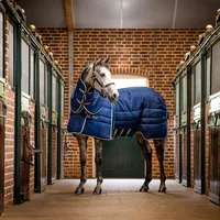 Horseware Rambo Optimo Stable PLUS 400g, Größe:155 cm / 6'9, Farbe:Navy/Beige. Baby Blue & Navy