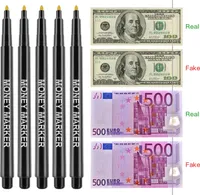 12ks Padělané pero Falešné peníze Detektor značky pro EURO USD RMB a další země Bills Cash Check-Zlatá pro skutečné, černá pro falešné Snadné a rychlé použití