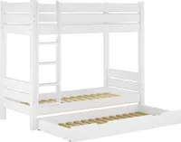 Kiefer-Stockbett massiv weiß 90x200 Etagenbett teilbar Hochbett Zubehör wählbar V-60.16-09WT80Rollrost und Gästebettkasten inkl.