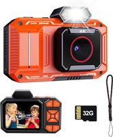 (Orange) Kinder-Digitalkamera, 48 MP, digitale Kompaktkamera, Fotokamera, 1080P-Vlogging-Kamera mit 32 GB Speicherkarte, 18-facher Digitalzoom, Autofokus, Digitalkamera, Geschenk für Kinder, Jugendliche, Anfänger, Erwachsene