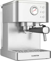 Klarstein SteelPresso Siebträgermaschine – 20-Bar, 1350 W, Edelstahl, Dampf-Funktion, 1,5-L-Wassertank, Kompaktes Design, Mechanische Steuerung, Warmhalteplatte