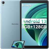Blackview Tab 50 WiFi, WiFi 6, Android 13 8-Zoll Tablet HD+ IPS-Display, 8GB+128GB(1TB Externe SD-Karte), Widevine L1 Unterstützung, 5580mAh Batterie, 2MP Kamera, WiFi 6 Typ-C, Dual Box Lautsprecher Blau