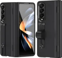 Ochranné pouzdro na Samsung Galaxy Z Fold 3 5G tvrdé pouzdro zPolyuretans ochranou pantu s ochrannou fólií na displej, s páskem a stojánkem černé