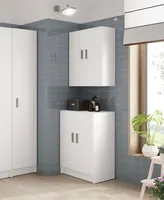 Mehrzweck-Kabinett Dhot, Niedriger Beistellschrank mit 2 Türen, Schuhregal mit 1 Einlegeboden, Multifunktionsschrank, 59x37h80 cm, Weiß
