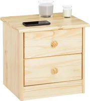 Nachttisch RONDO, Kiefer massiv, natur lackiert, 2 Schubladen, Landhausstil, Massivholz