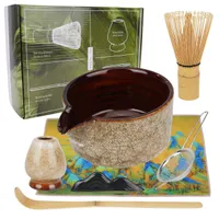 Matcha Teezeremonie Set, Matcha Schneebesen, Keramik Schale, Teelöffel, Tasse, Sieb, Teetuch, Premium Japanese Matcha Tea Set - 7-teilig