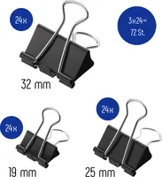 72x Büroklammer Heftklammer Binder Clips Dokumenten Clip Papier Klammer schwarz