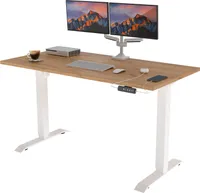 POKAR Höhenverstellbarer Schreibtisch Höhenverstellbar Elektrisch Bürotisch mit Tischplatte, Größe:160x80, Farbe:Weiß + Golden Craft Eichen
