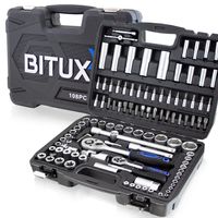 Bituxx Steckschlüsselsatz mit Ratschen 108tlg Schwarz MS-13372