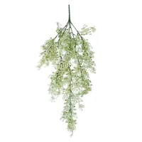 Dekorative Hängepflanze 80 cm, Kunstblumen wie echt Wanddeko, Kunstpflanze aus Kunststoff-Rattan - IVYORA Weiß