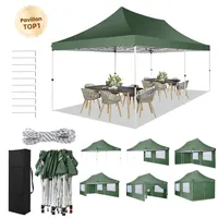 Faltpavillon Pavillons & Partyzelte 3x6m Wasserdicht Stabil UV-Schutz mit 4 Seitenteilen und 2 Eingängen, Gartenpavillon für Garten/Party/Hochzeit/Picknick, Grün