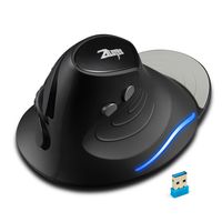 ZELOTES F-17 Vertikale Maus, 2,4 GHz, kabellose Gaming-Maus, 6 Tasten, ergonomische optische Maus mit 3 einstellbaren DPI für PC, Laptop, Schwarz